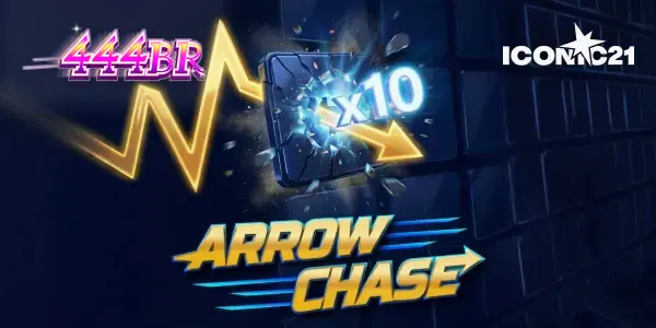 Interface de jogo dinâmica do Arrow Chase com flecha e blocos multiplicadores